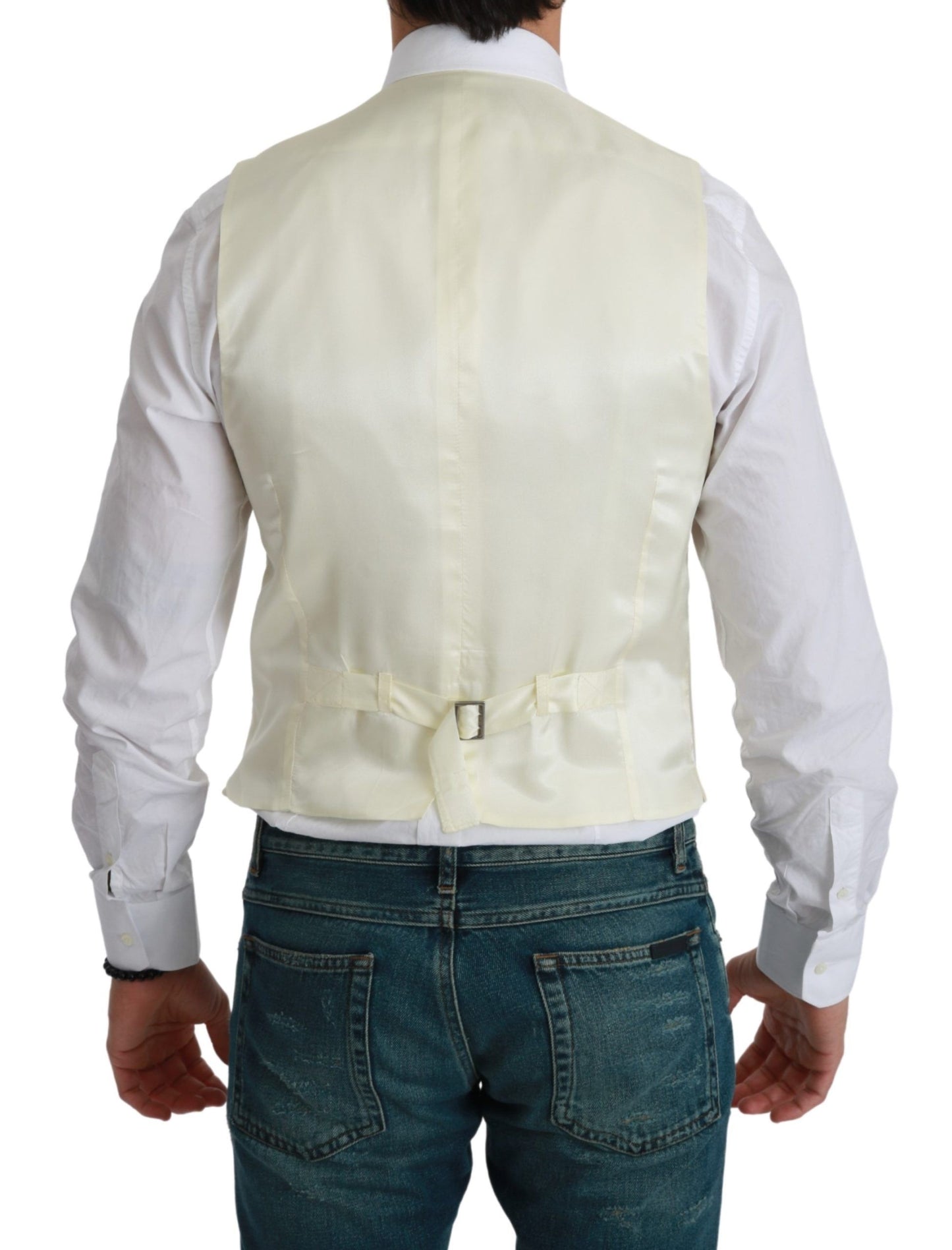 Dolce & Gabbana White Waistcoat Formal Wool Vest