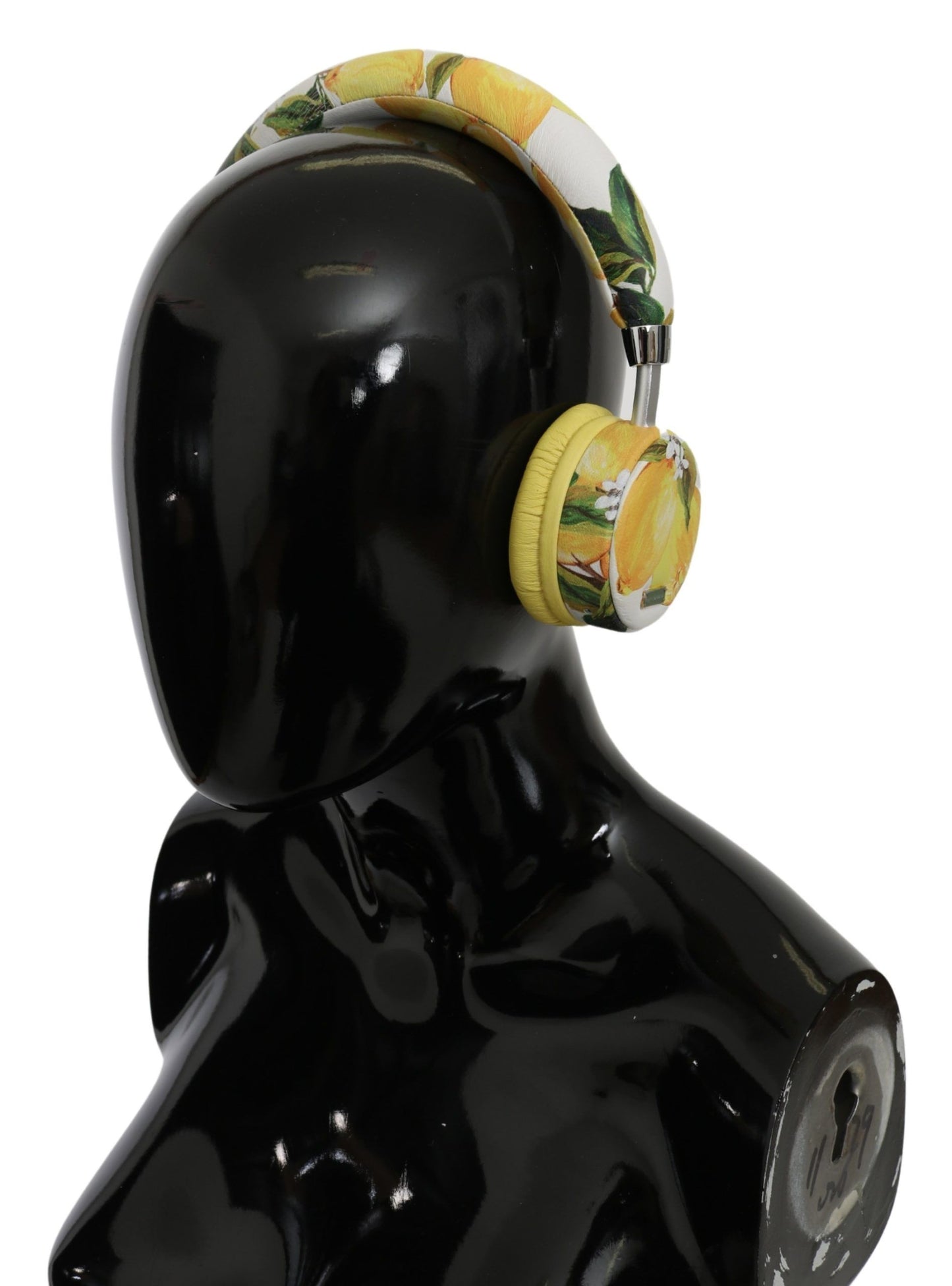 Dolce & Gabbana White Yellow Lemon Print Headset Headphones
