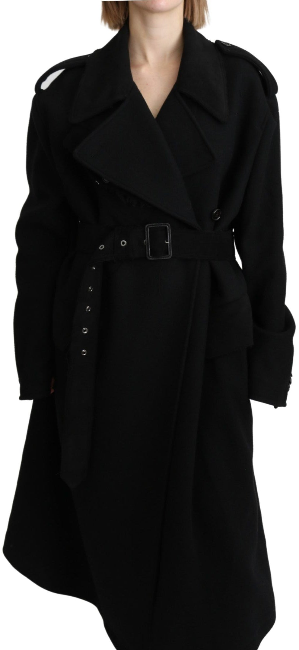 Dolce & Gabbana Virgin Wool Black Blazer Trenchcoat Jacket