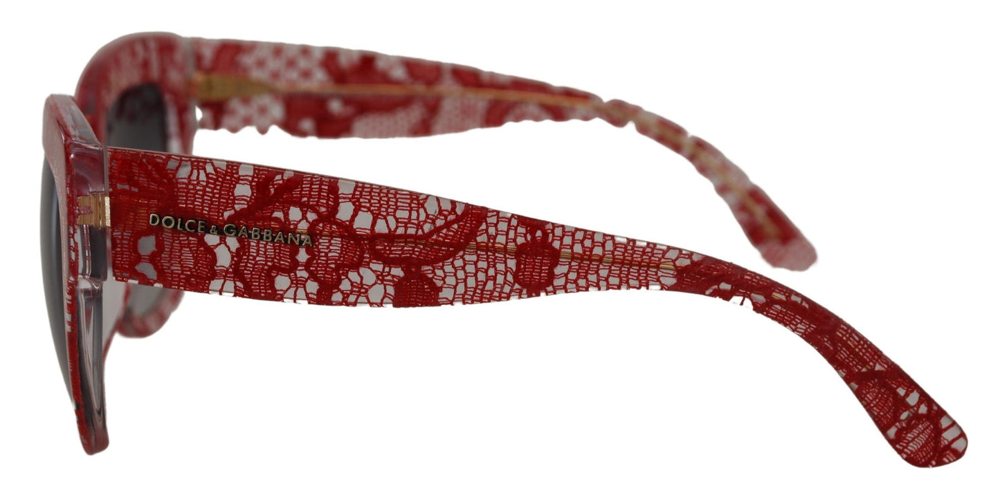 Dolce & Gabbana Red Lace Acetate Rectangle Shades DG4231F Sunglasses