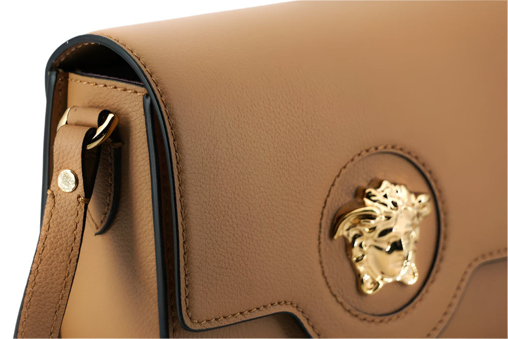Versace Elegant Calf Leather Shoulder Bag in Brown