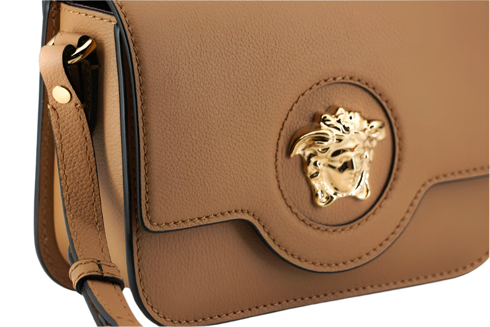 Versace Elegant Calf Leather Shoulder Bag in Brown