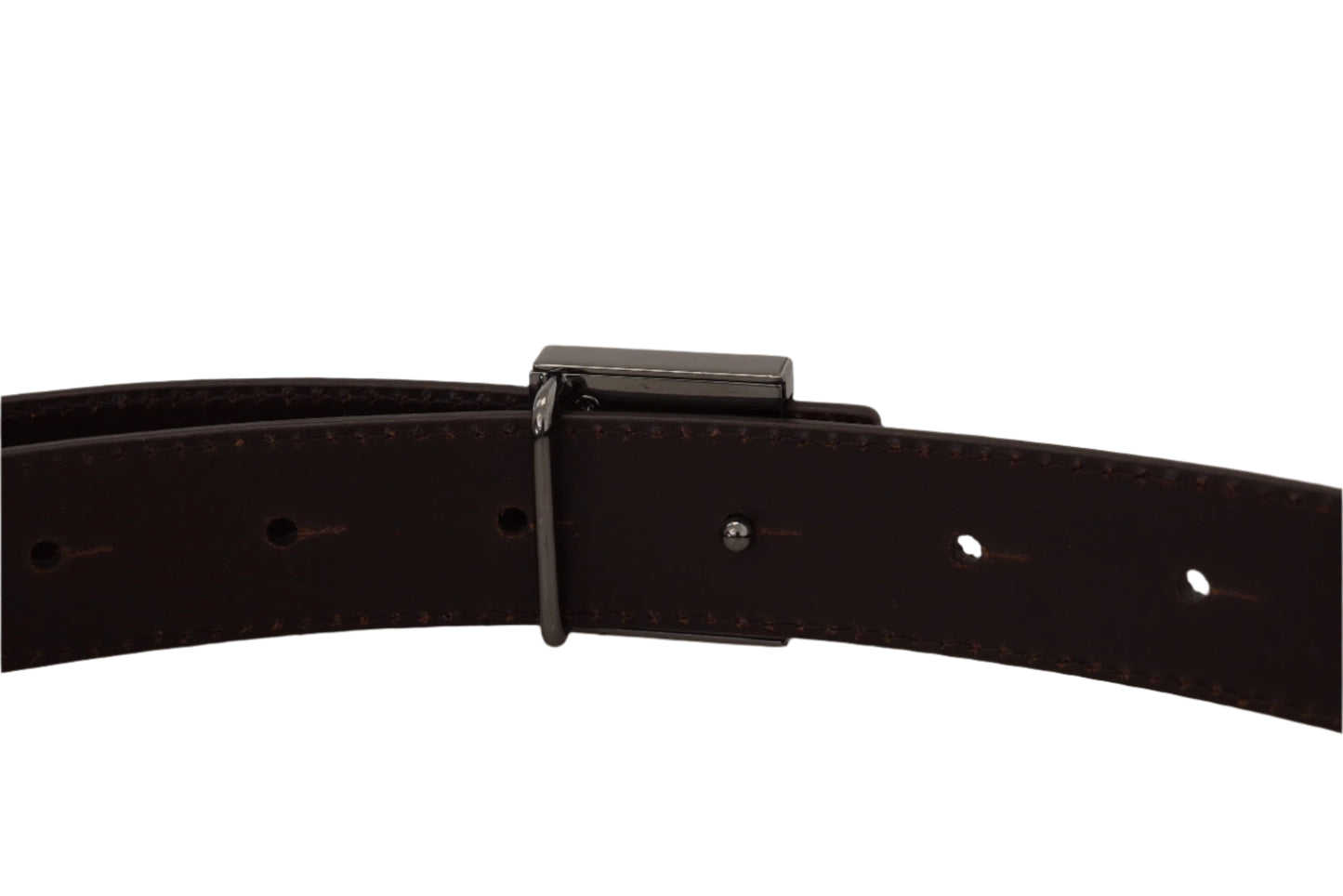Dolce & Gabbana Gold Leather Silver Square Metal Buckle Belt