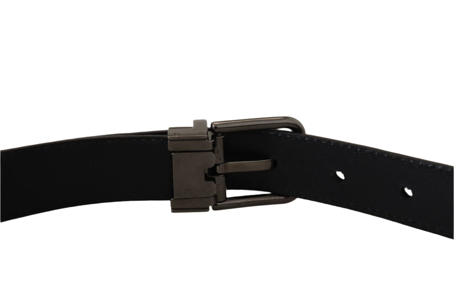 Dolce & Gabbana Blue Leather Silver Metal Buckle Vintage Belt