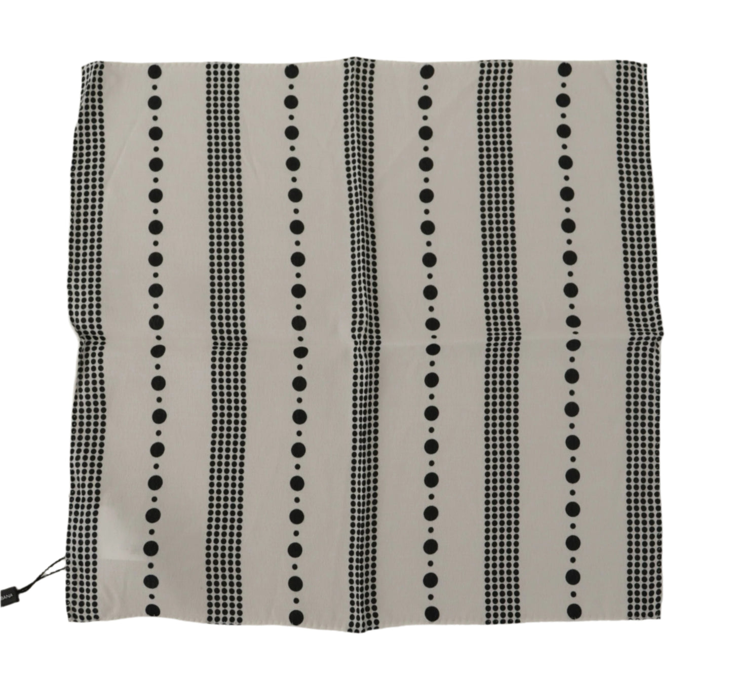 Dolce & Gabbana White Dotted Stripes Square Handkerchief Viscose Scarf