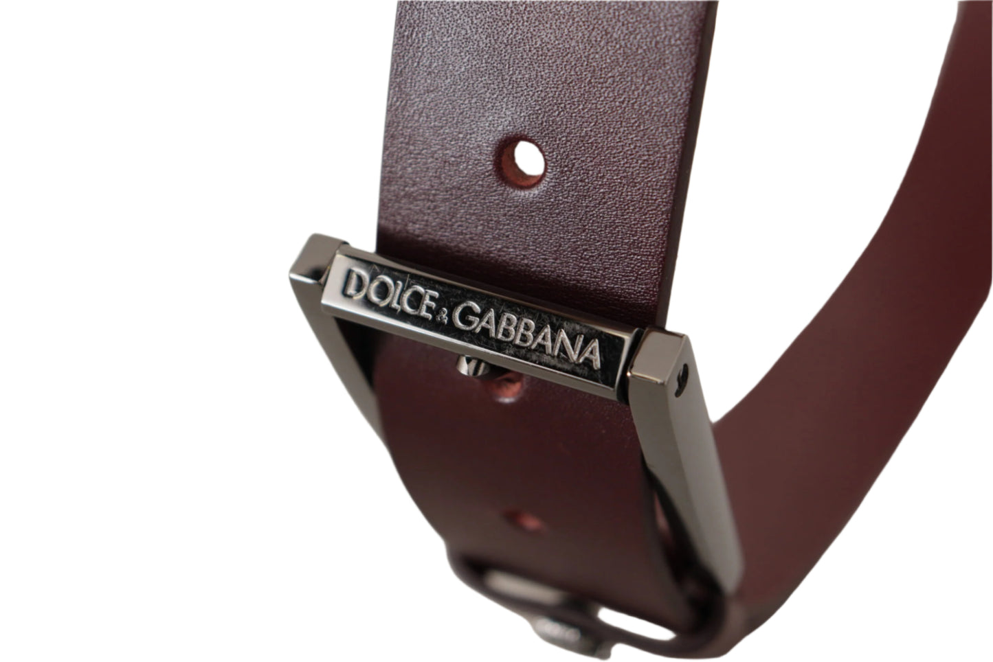 Dolce & Gabbana Brown Leather Silver Metal Crown Buckle Belt