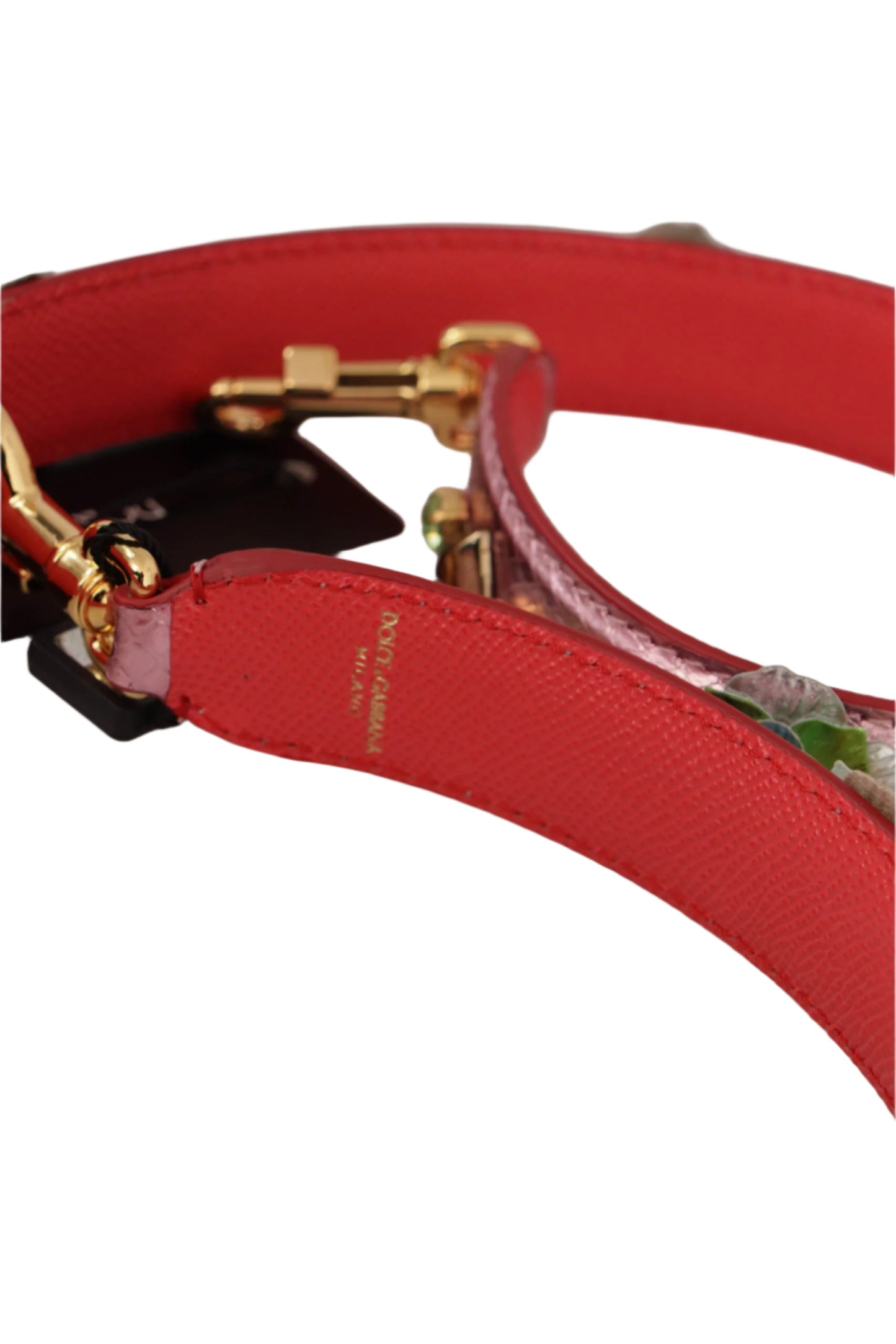 Dolce & Gabbana Metallic Pink Leather Studded Shoulder Strap
