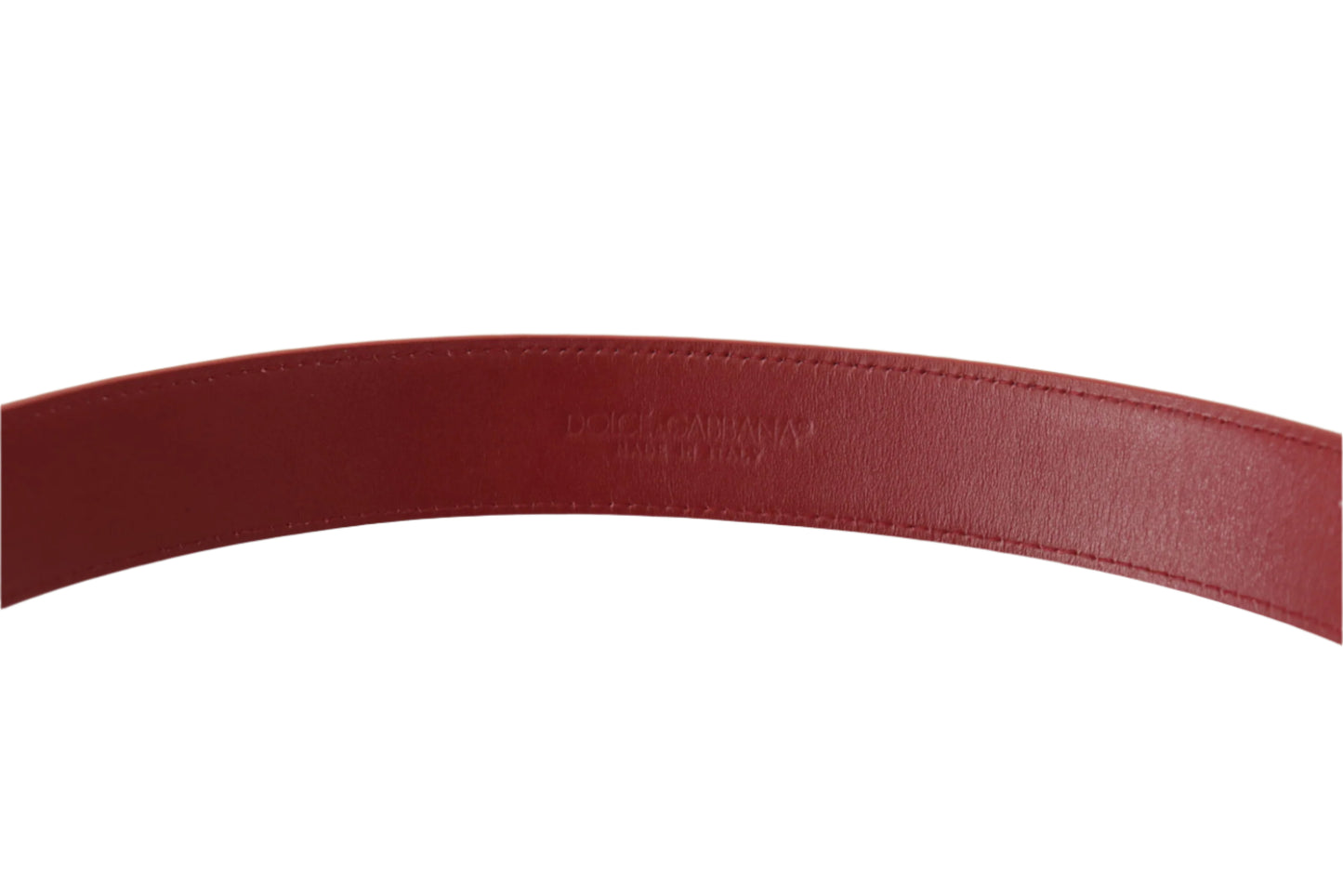 Dolce & Gabbana White Calf Leather Two-Toned Gold Metal Buckle Belt