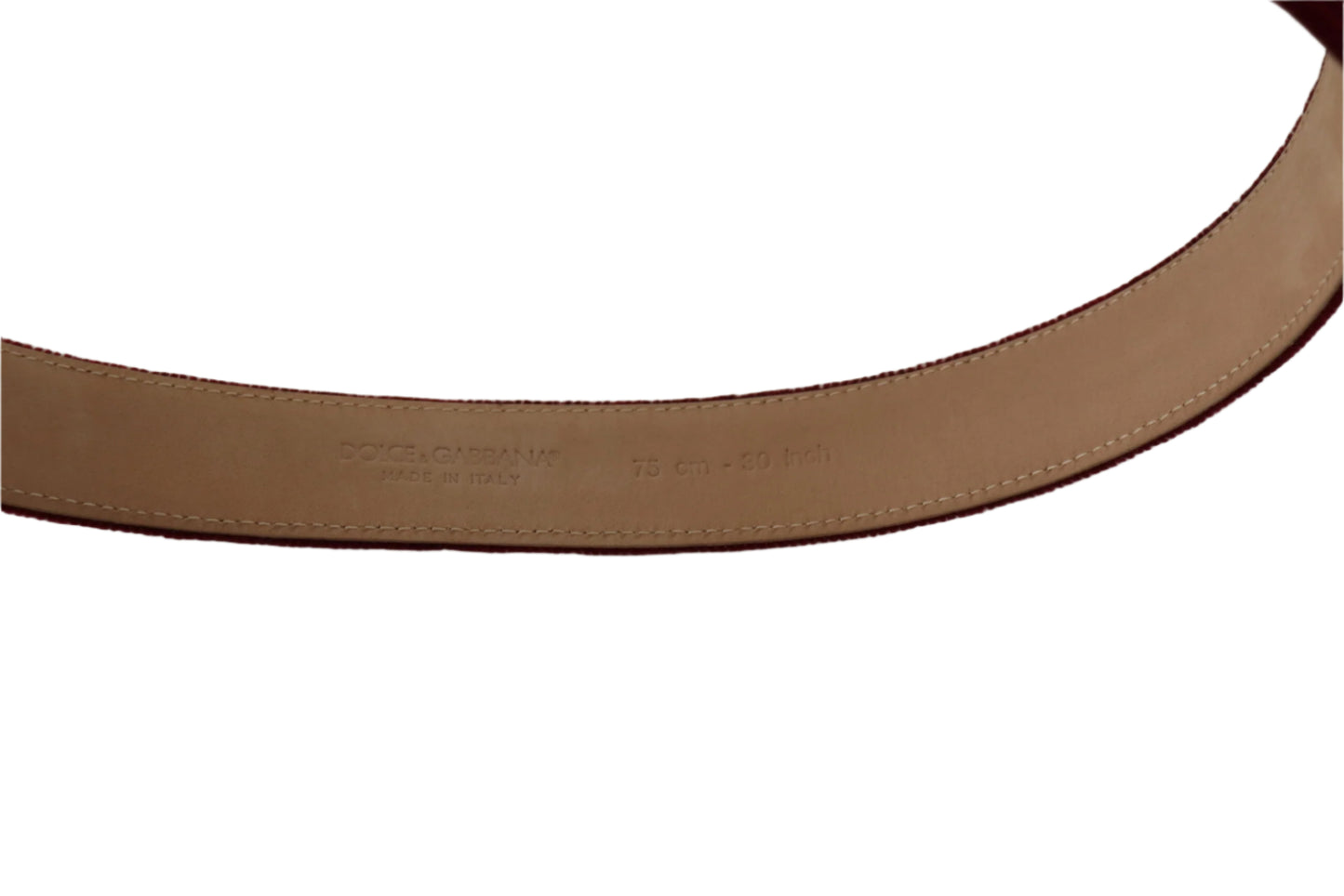 Dolce & Gabbana Red Velvet Silver Logo Engraved Metal Buckle Belt