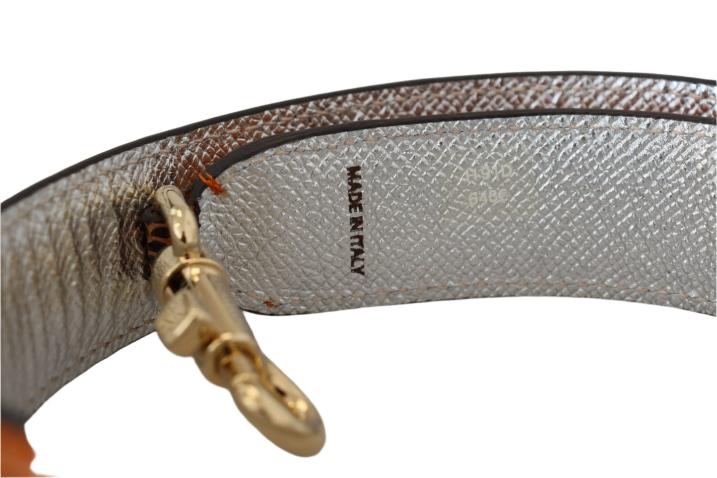 Dolce & Gabbana Chic Orange Leather Bag Strap with Gold-Tone Clasps