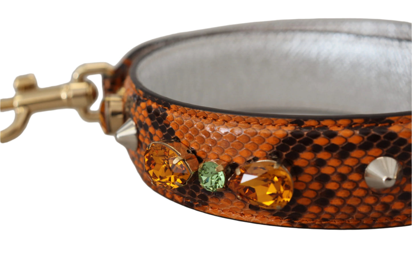 Dolce & Gabbana Chic Orange Leather Bag Strap with Gold-Tone Clasps