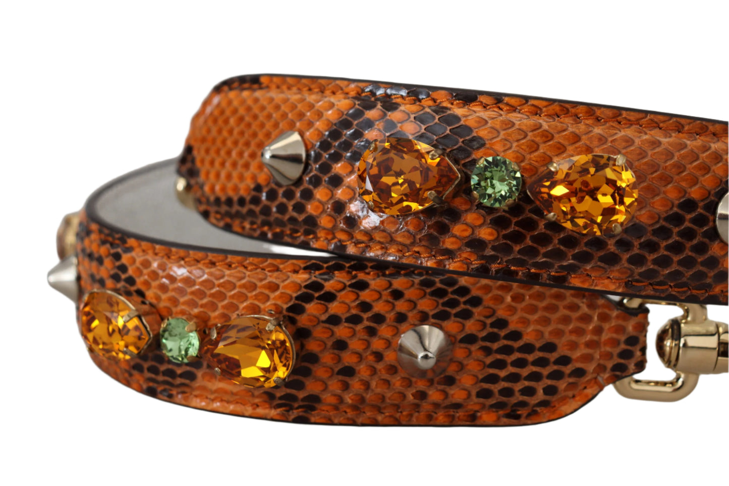Dolce & Gabbana Chic Orange Leather Bag Strap with Gold-Tone Clasps