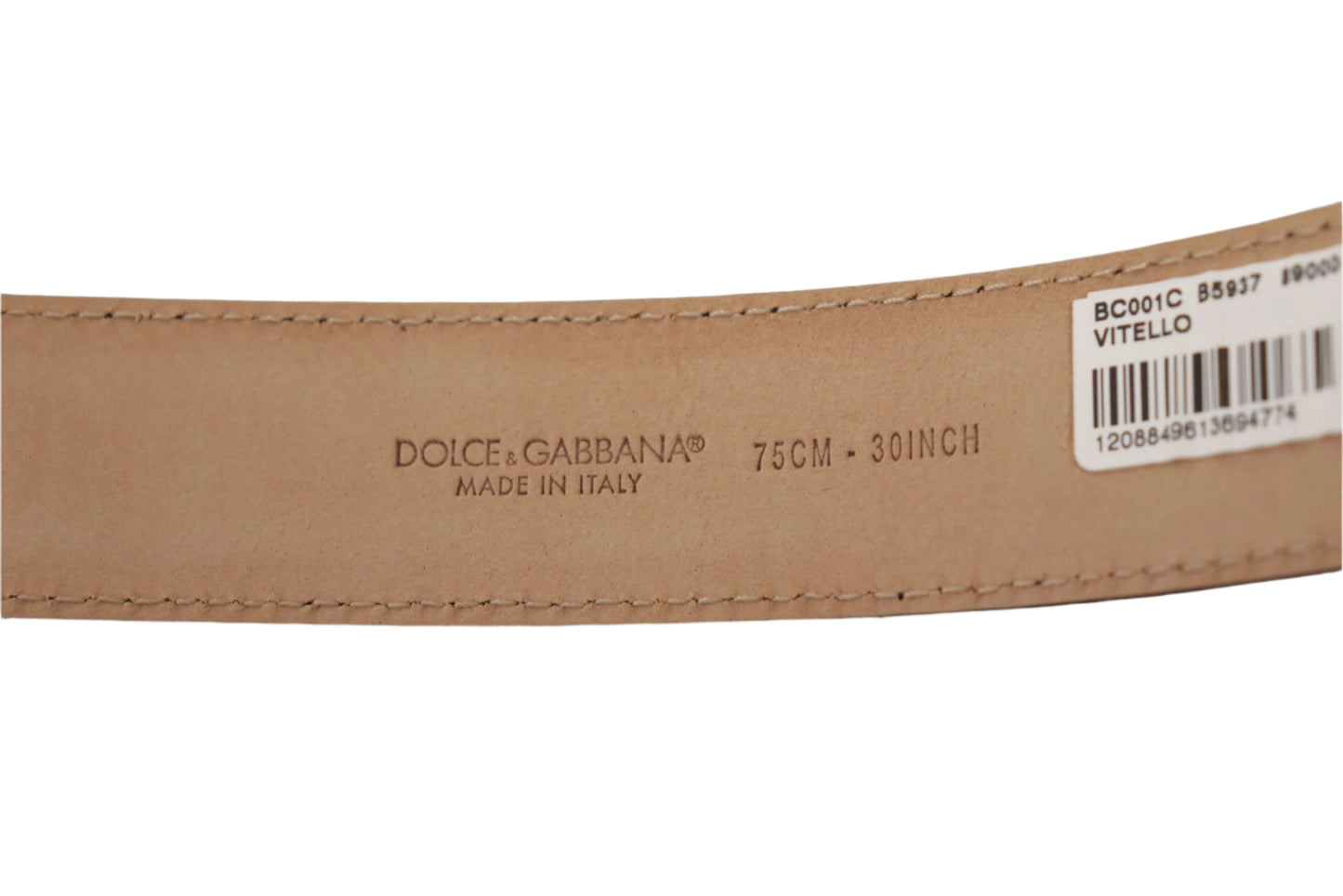 Dolce & Gabbana Black Calf Leather Brown Backend Metal Buckle Belt