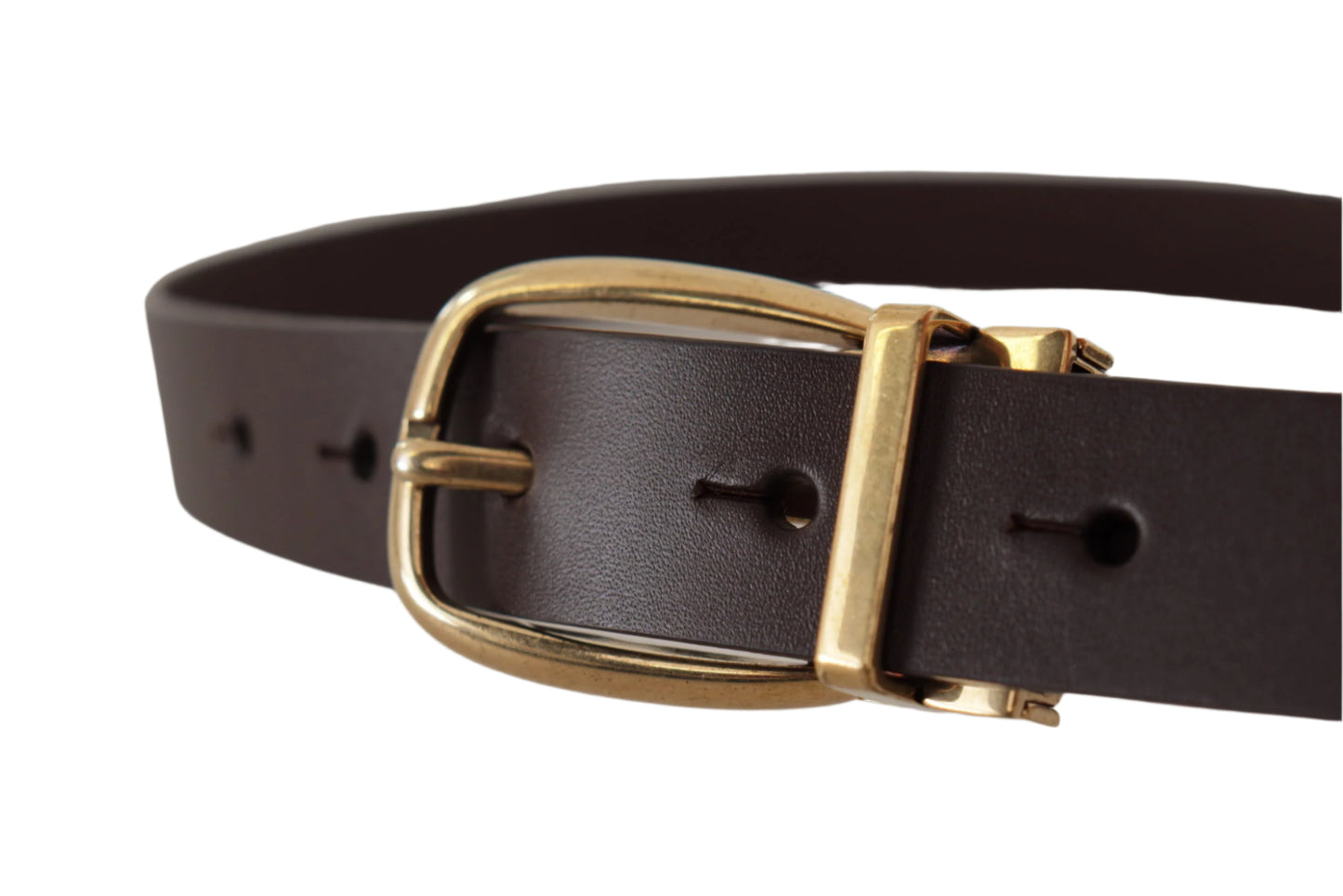 Dolce & Gabbana Dark Brown Calf Leather Gold Tone Metal Buckle