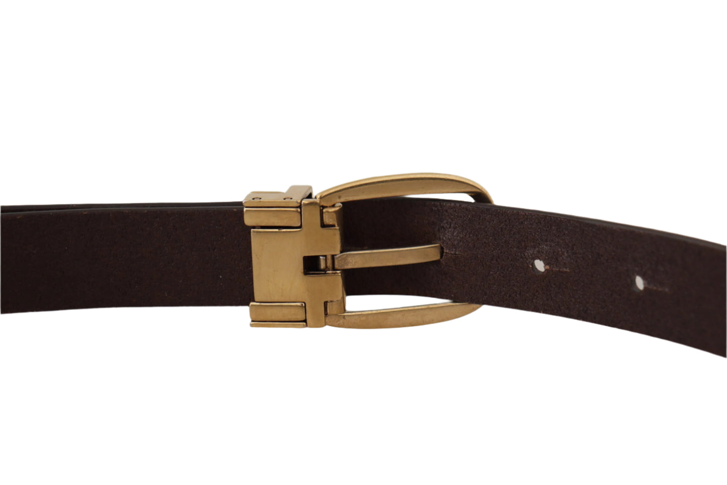 Dolce & Gabbana Dark Brown Calf Leather Gold Tone Metal Buckle