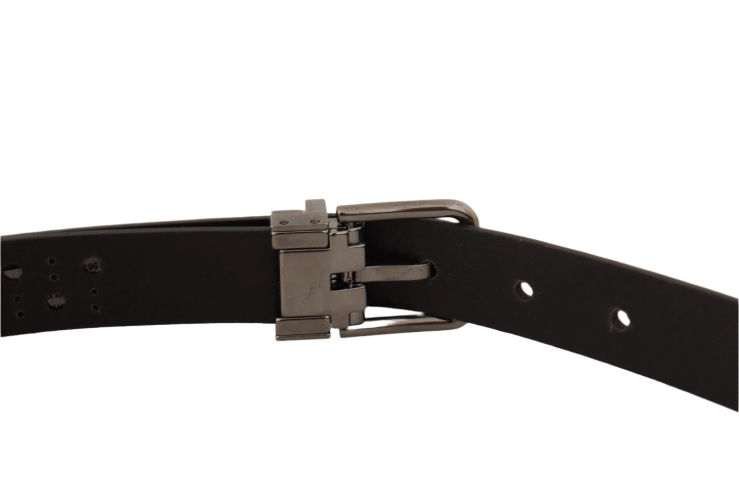 Dolce & Gabbana Dark Purple Perforated Leather Metal Buckle Belt