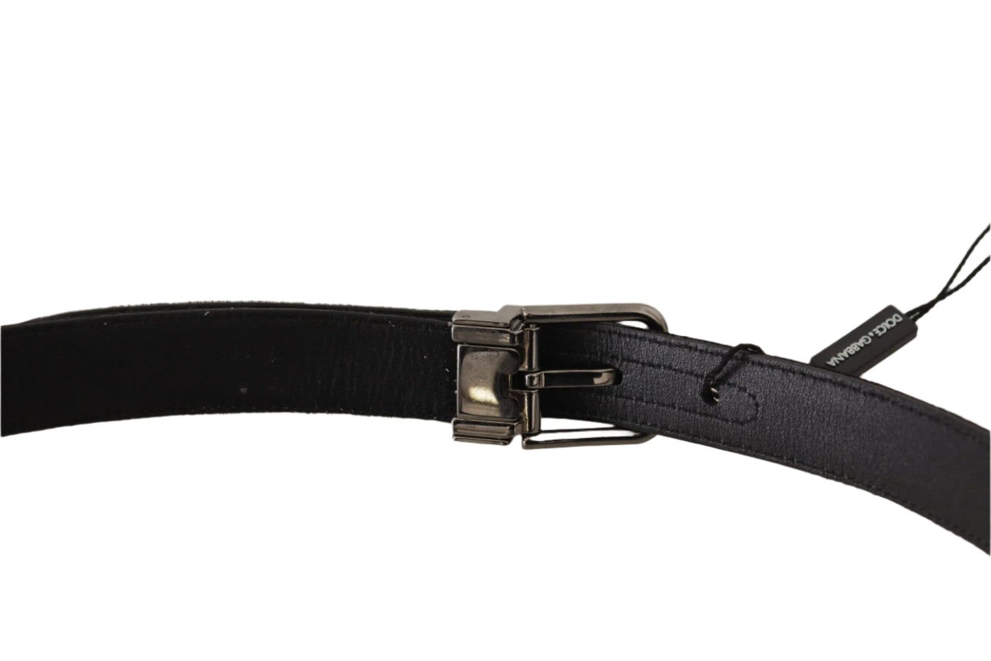 Dolce & Gabbana Black Cotton Silver Tone Metal Buckle Belt