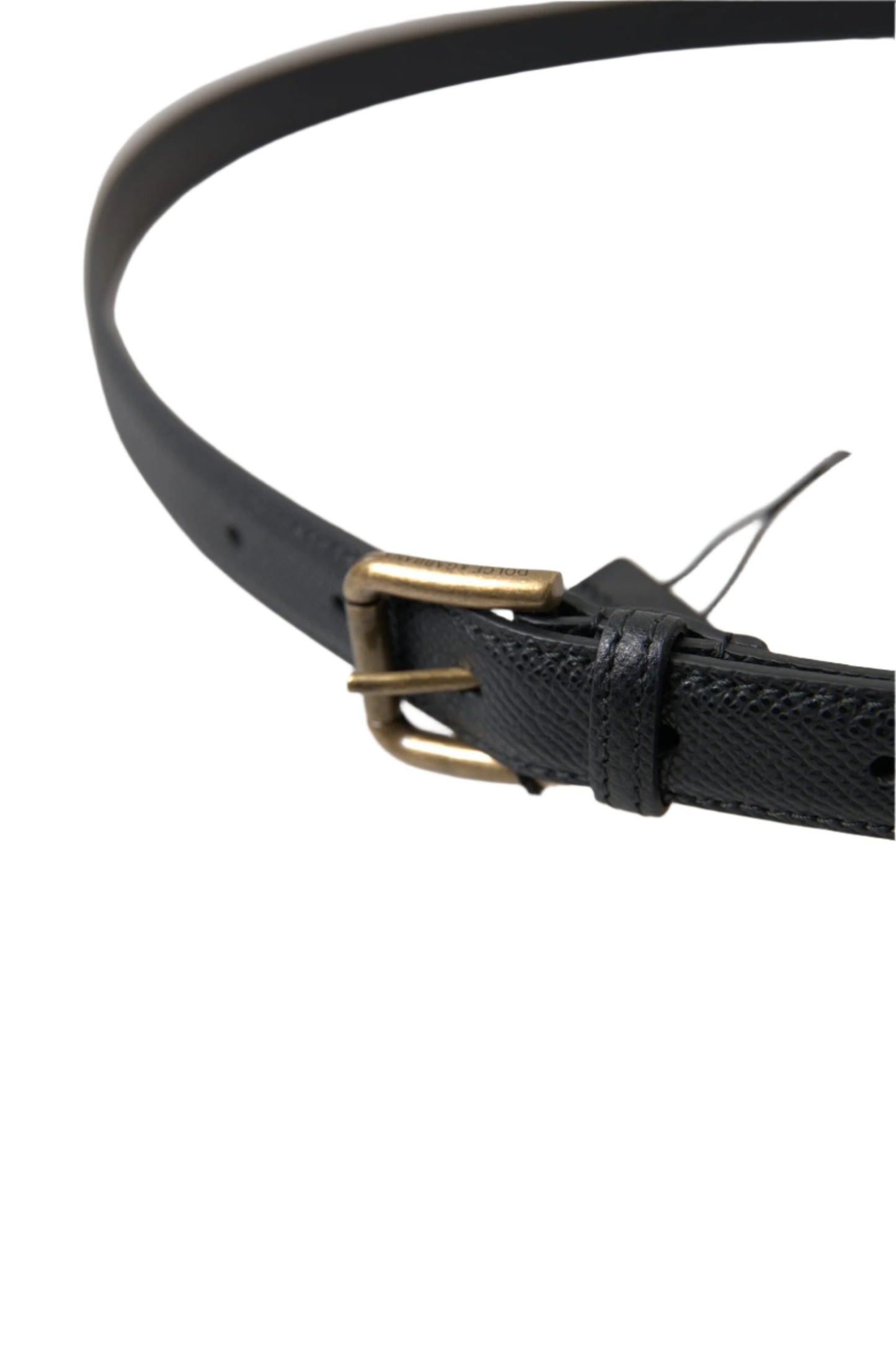 Dolce & Gabbana Black Leather Gold Metal Buckle Men Belt