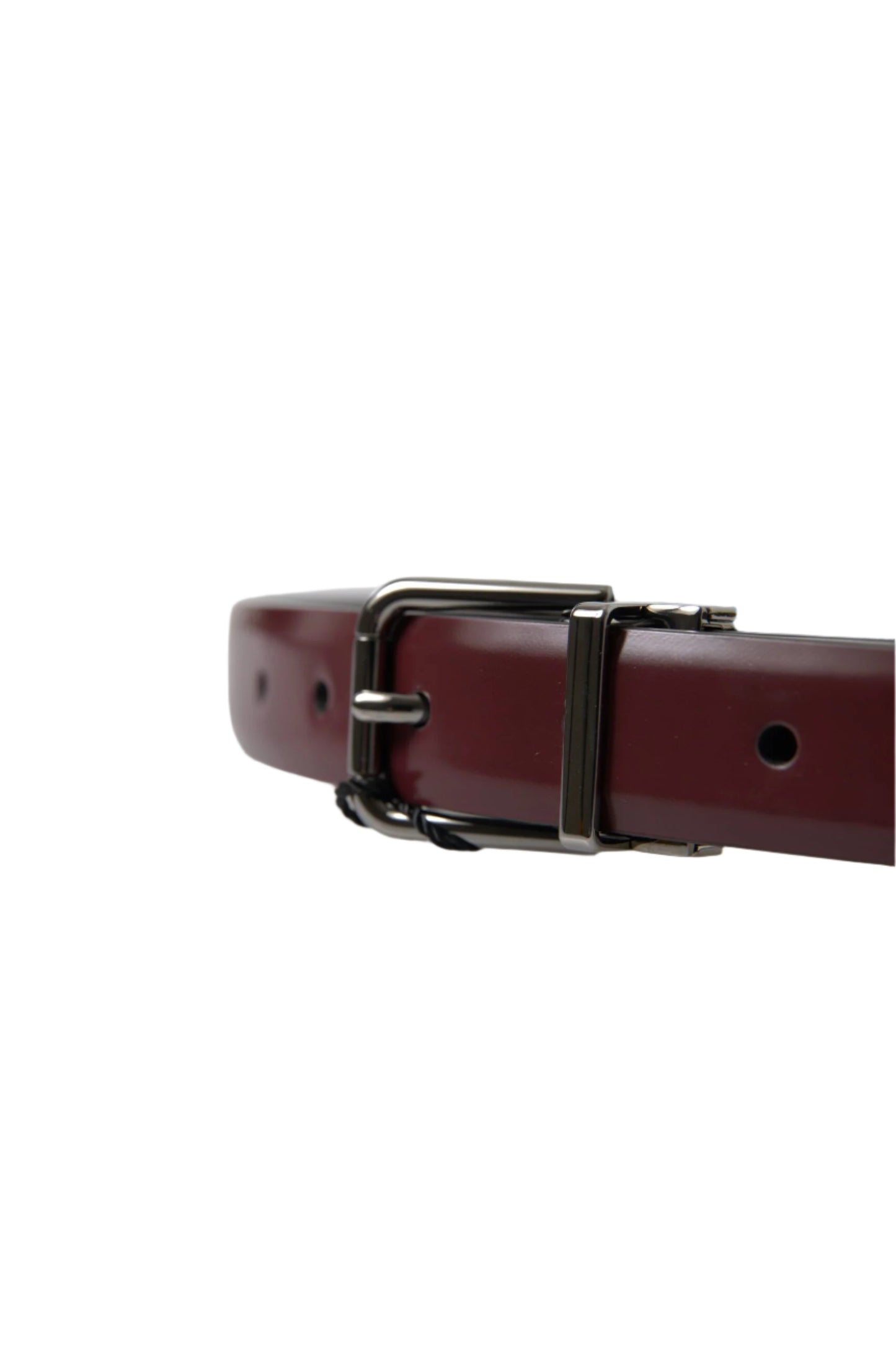 Dolce & Gabbana Bordeaux Leather Silver Metal Buckle Belt