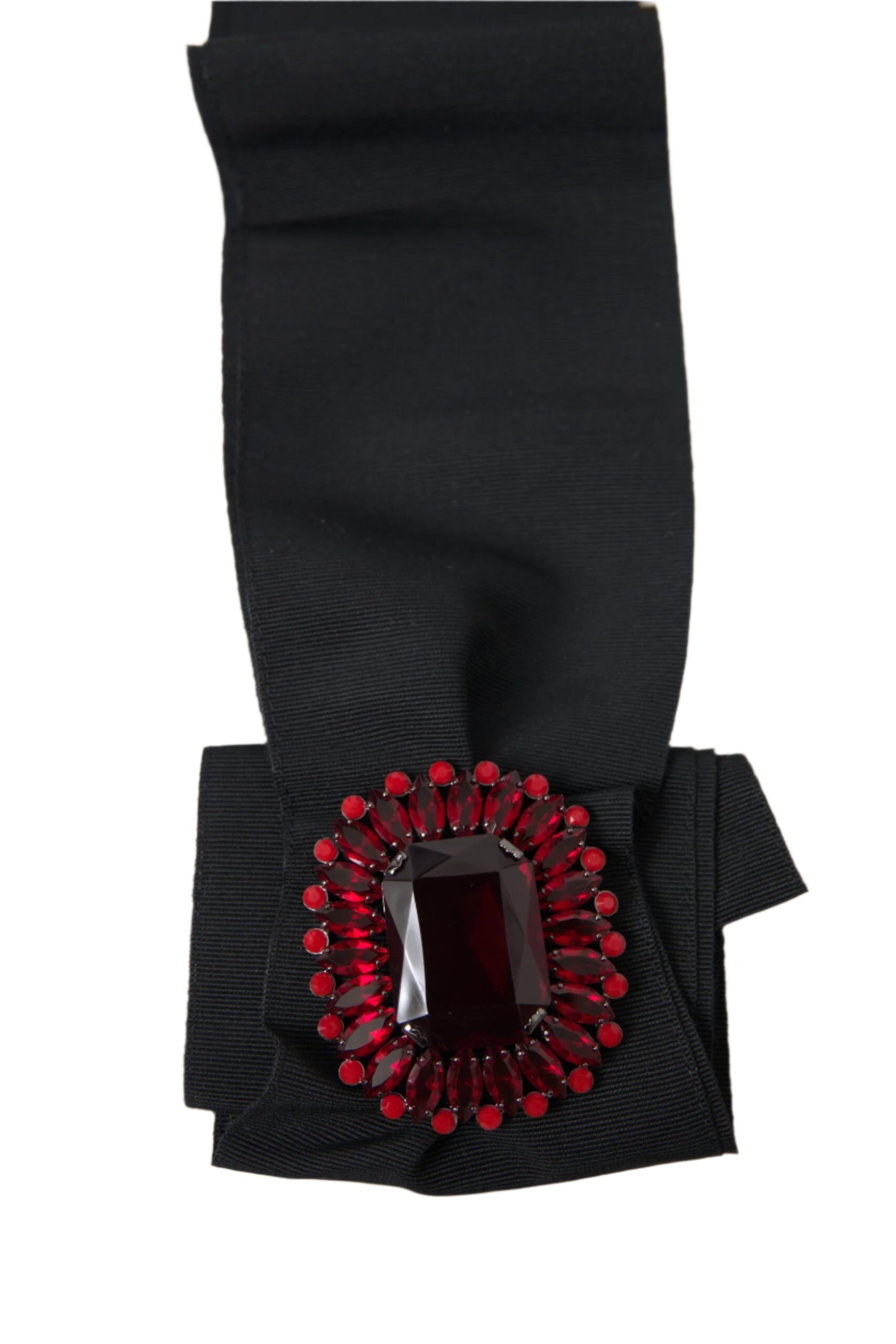 Dolce & Gabbana Black Crystal Brass Wide Waist Runway Belt