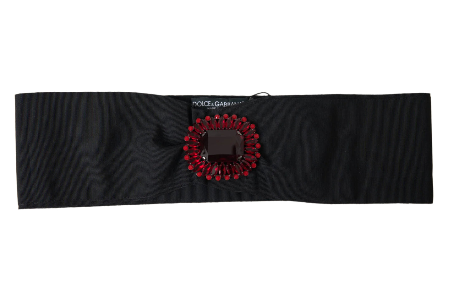 Dolce & Gabbana Black Crystal Brass Wide Waist Runway Belt