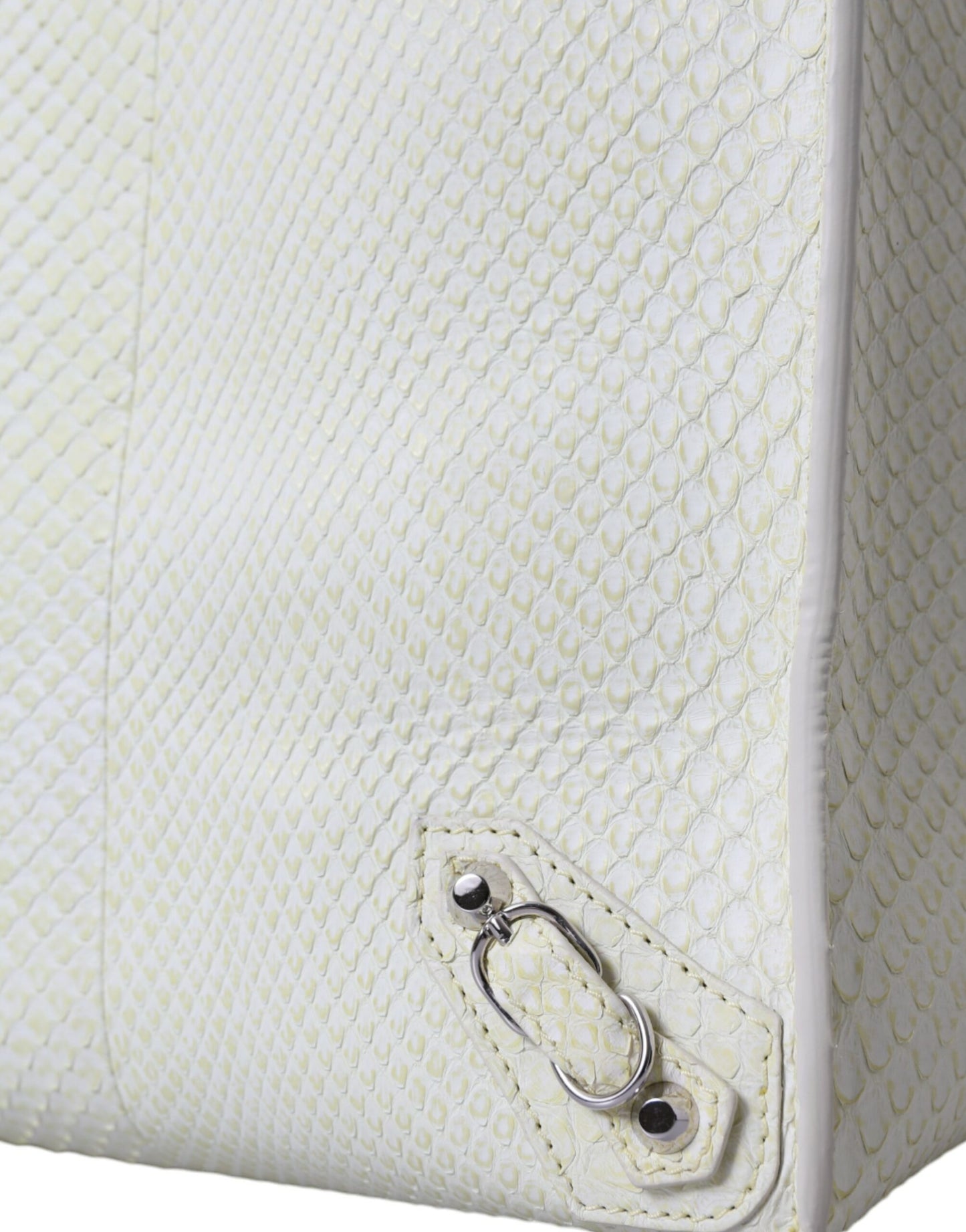 Balenciaga White Yellow Exotic Skin Leather Shopping Tote PAPIER Bag