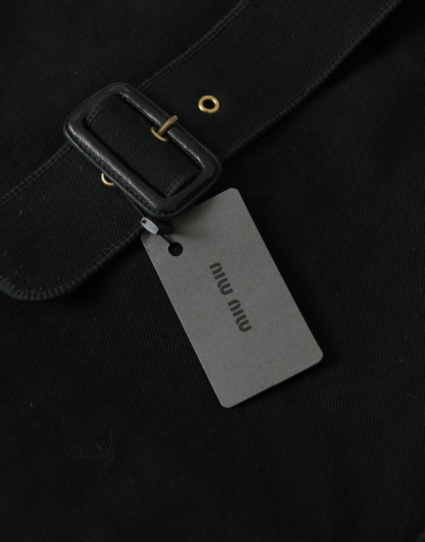 Miu Miu Black Canvas Denim Logo Shoulder Tote Shopping Bag