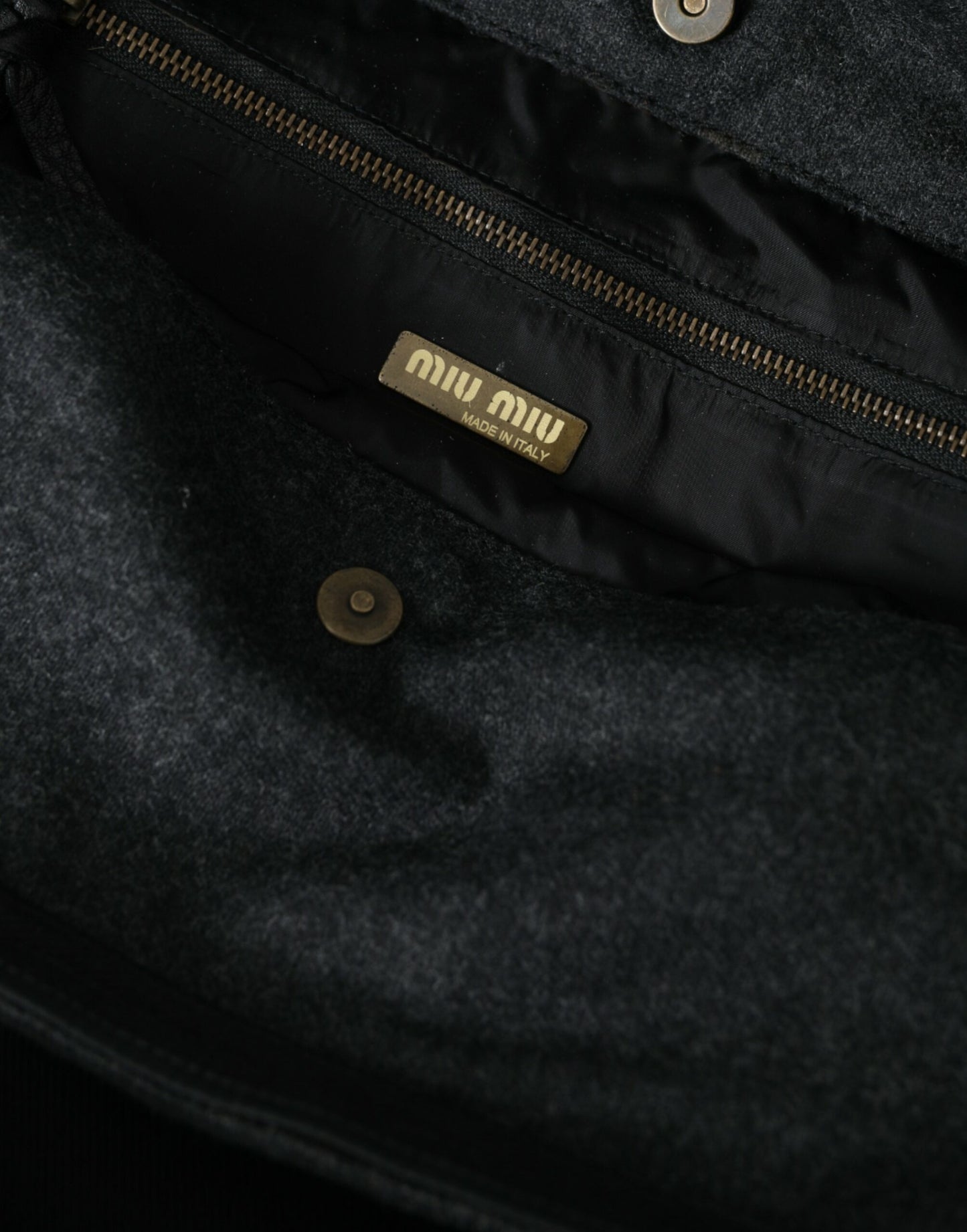 Miu Miu Black Canvas Denim Logo Shoulder Tote Shopping Bag