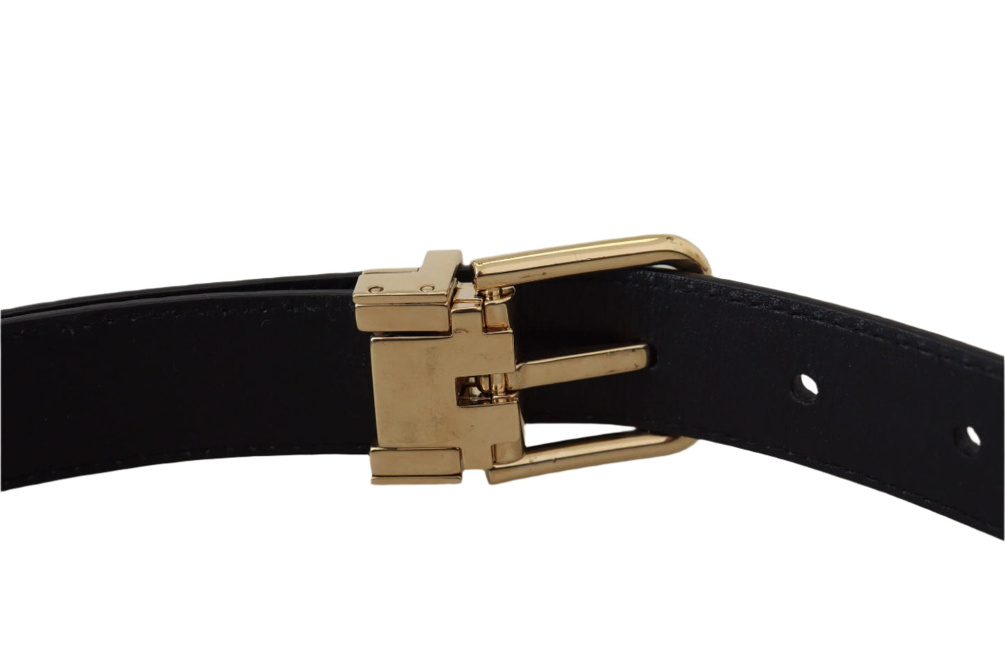 Dolce & Gabbana Black Exotic Leather Gold Metal Buckle Belt