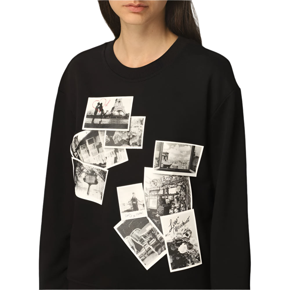 Love Moschino Chic Black Sweatshirt with Designer Emblem