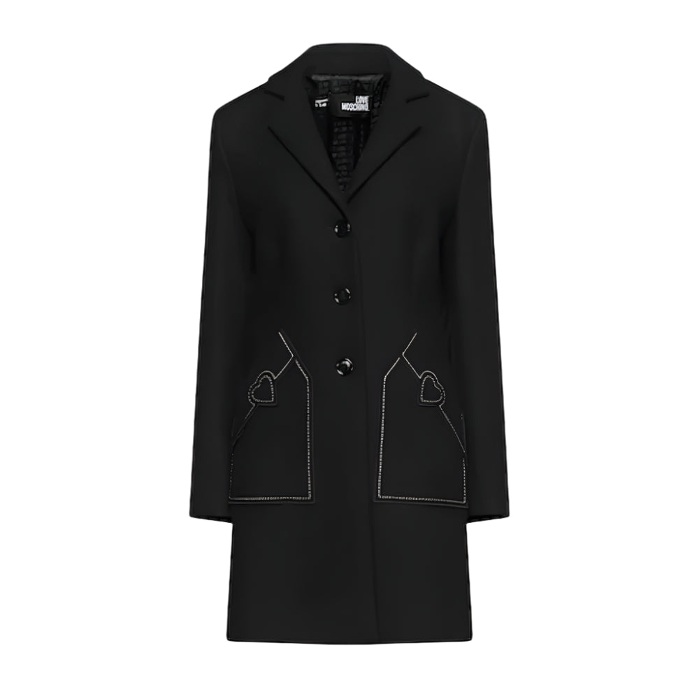 Love Moschino Black Wool Women Coat