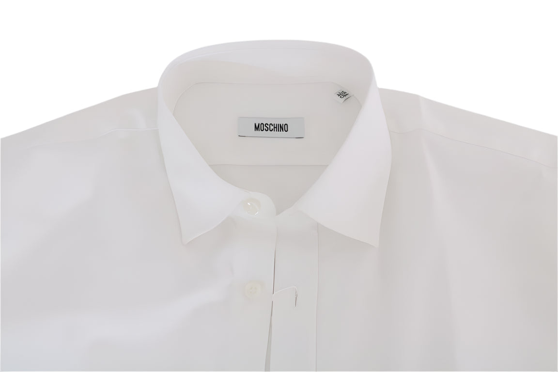 Moschino White Cotton Stretch Slim Fit Dress Shirt