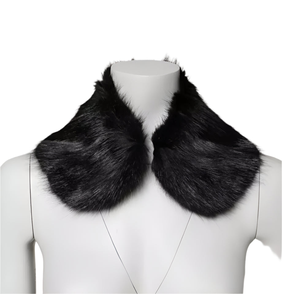 Dolce & Gabbana Black Fur Shawl Neck Wrap Cover Collar Scarf