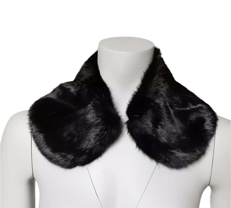 Dolce & Gabbana Black Fur Shawl Neck Wrap Cover Collar Scarf