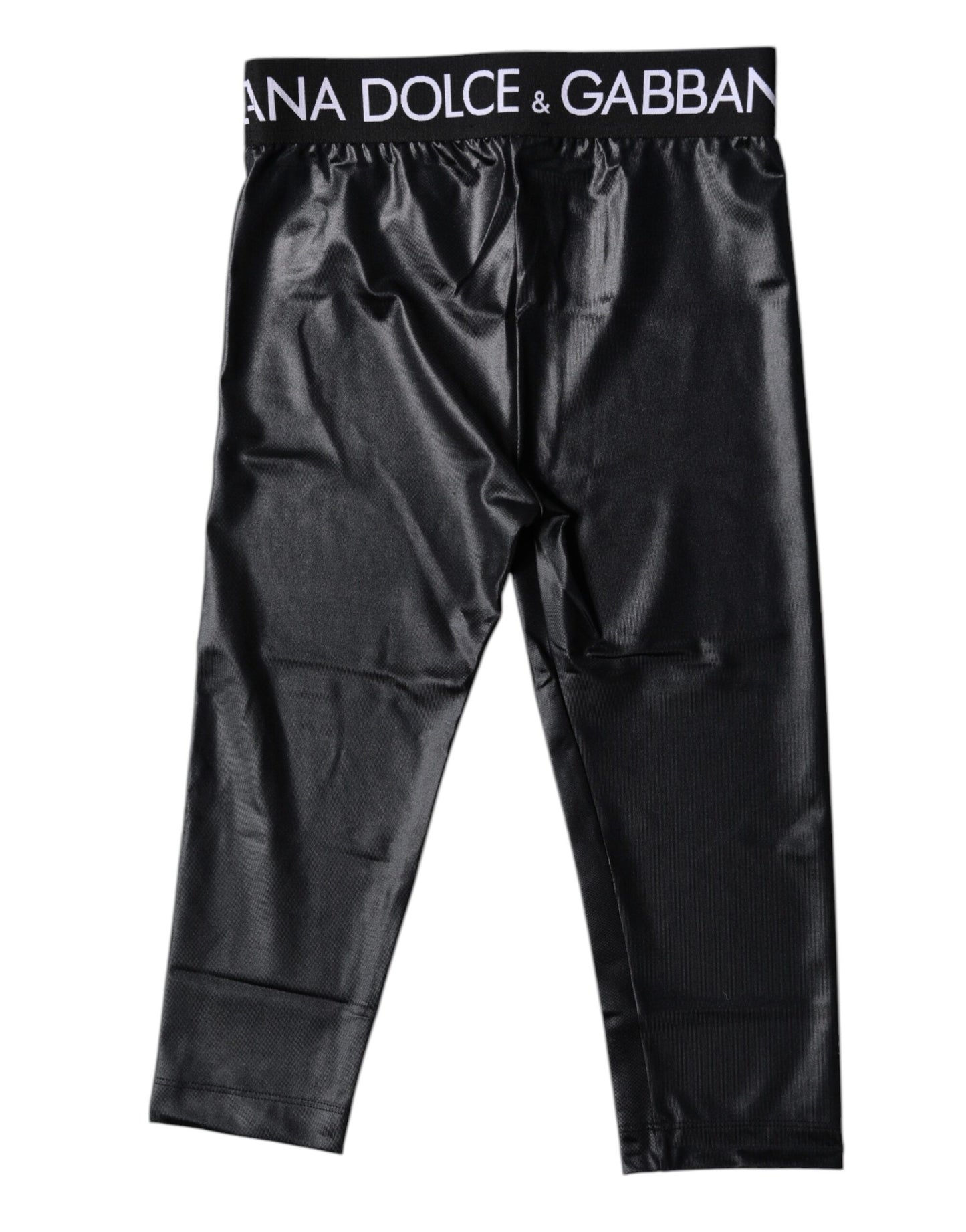 Dolce & Gabbana Black Logo Nylon Cropped Tights Pants Underwear