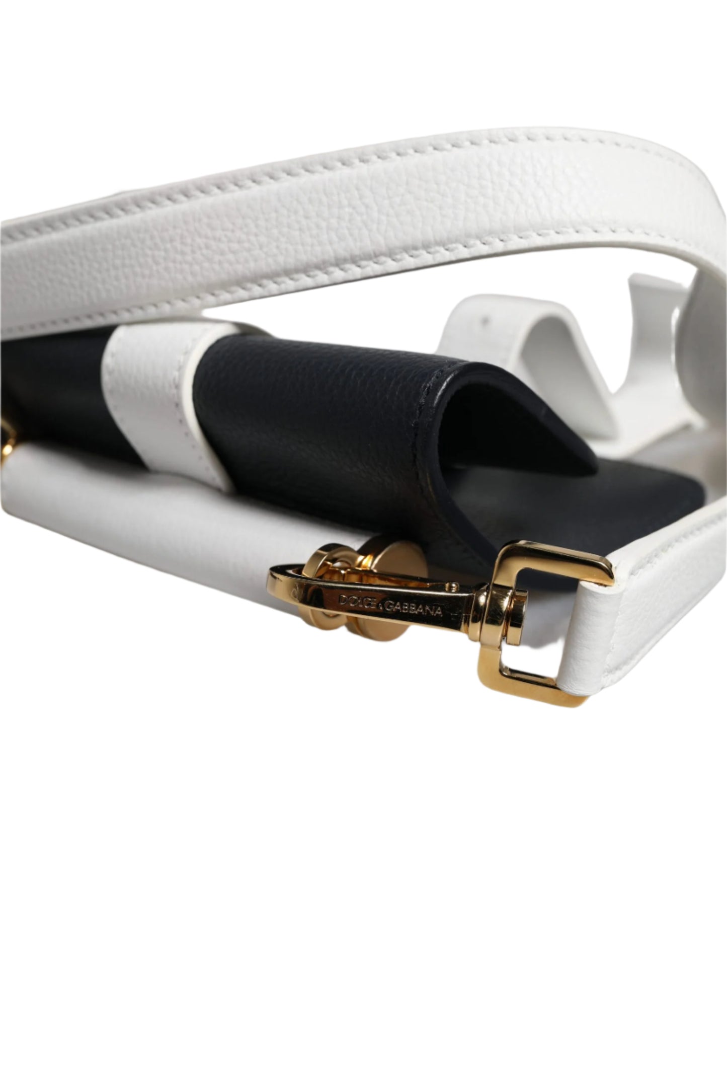 Dolce & Gabbana Blue White Calfskin Leather Crossbody Shoulder Bag