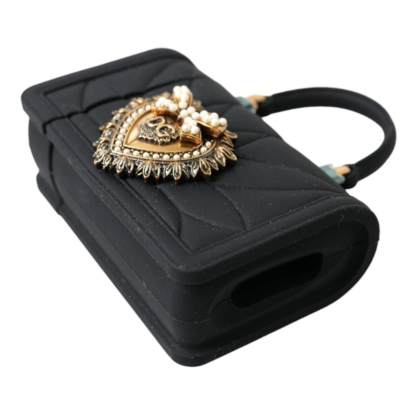Dolce & Gabbana Case Black Silicone Devotion Heart Cover Hand Bag Airpod