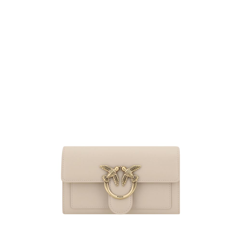 PINKO Beige Calf Leather Bos Taurus Shoulder Bag