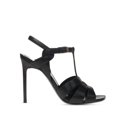 Saint Laurent Black Calfskin Stiletto Heel Sandals