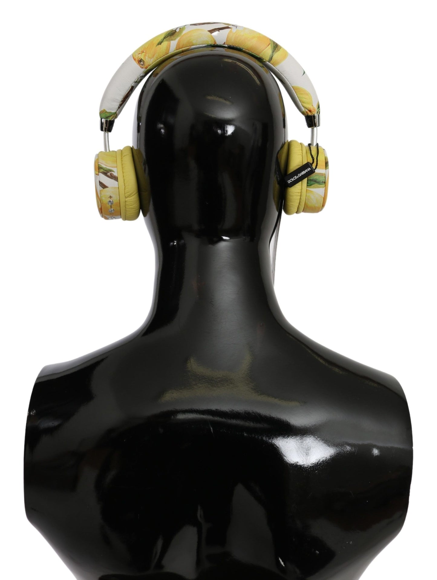 Dolce & Gabbana White Yellow Lemon Print Headset Headphones