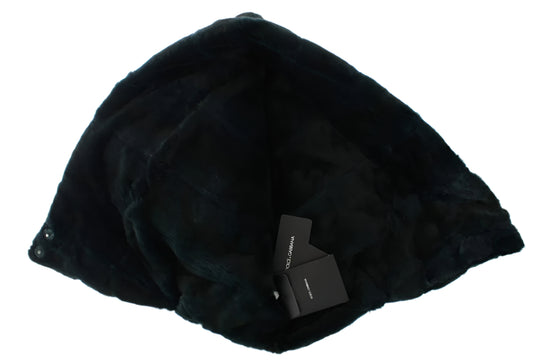 Dolce & Gabbana Green Weasel Fur Crochet Hood Scarf Hat