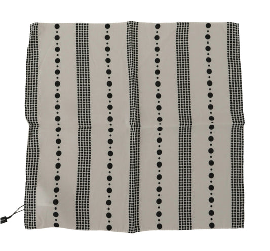 Dolce & Gabbana White Dotted Stripes Square Handkerchief Viscose Scarf
