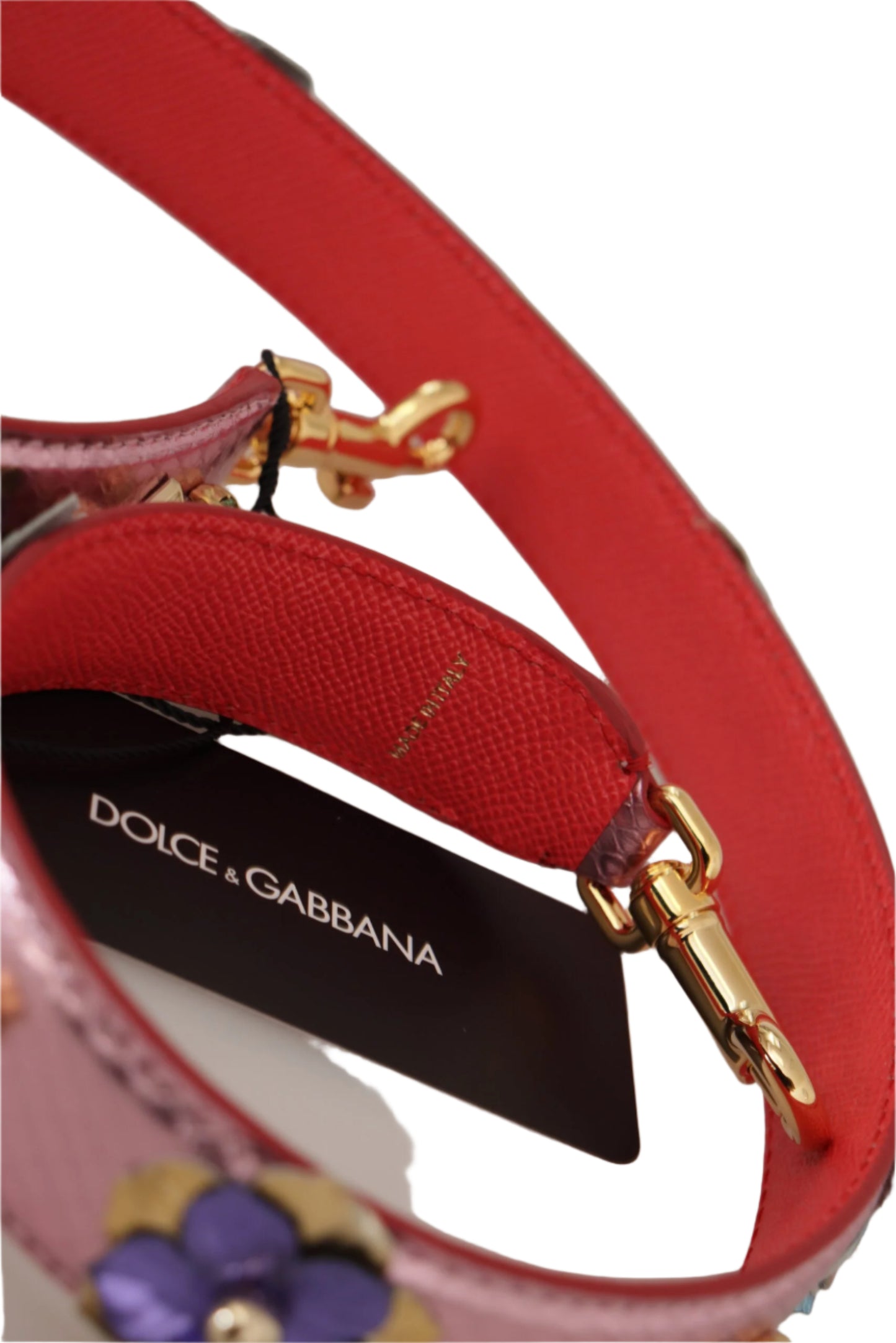 Dolce & Gabbana Metallic Pink Leather Studded Shoulder Strap