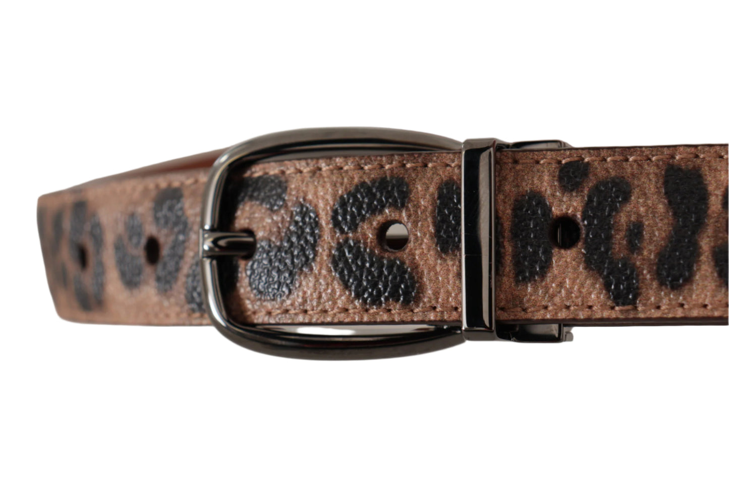Dolce & Gabbana Brown Leopard Embossed Leather Buckle Belt