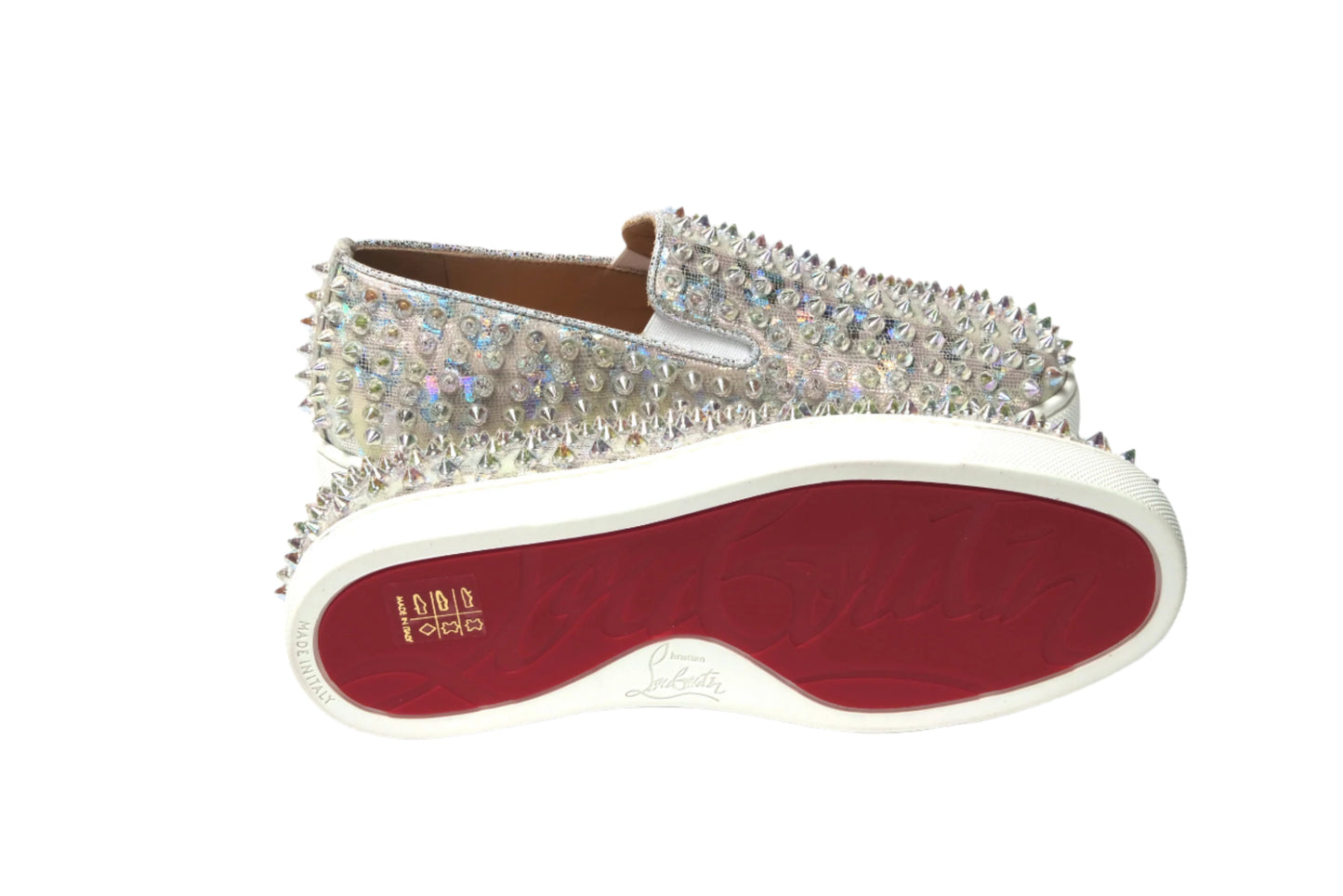 Christian Louboutin White Ab/Clear Ab Roller Boat Woman Flat Sneaker