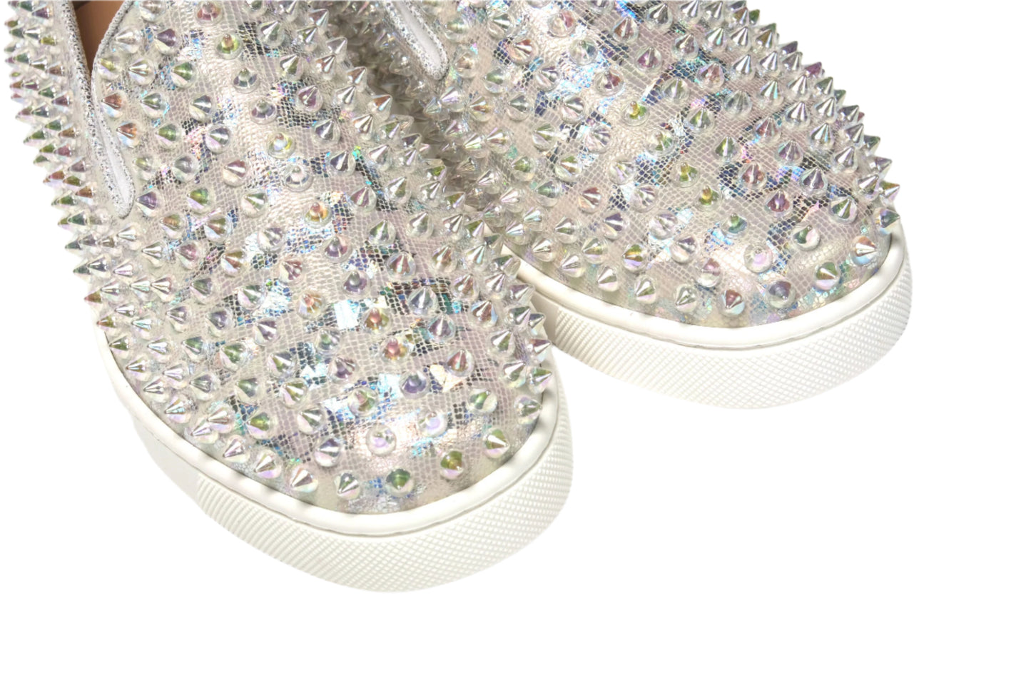 Christian Louboutin White Ab/Clear Ab Roller Boat Woman Flat Sneaker
