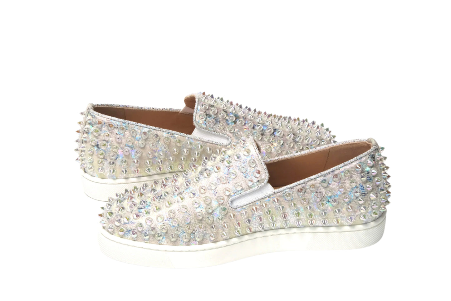 Christian Louboutin White Ab/Clear Ab Roller Boat Woman Flat Sneaker