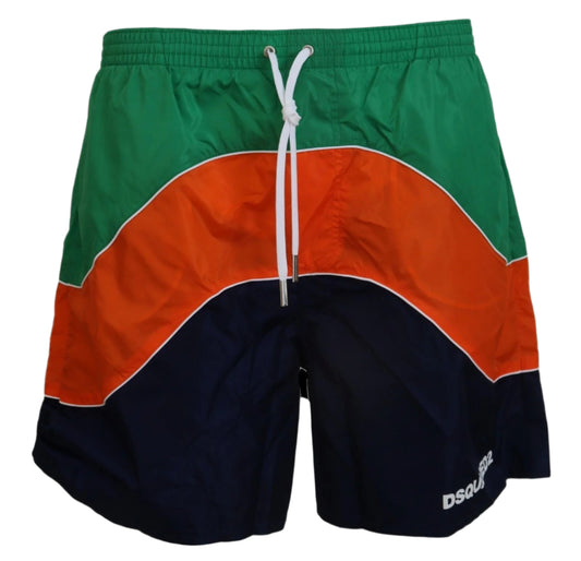 Dsquared² Multicolor Logo Print Men Beachwear Swimwear Short