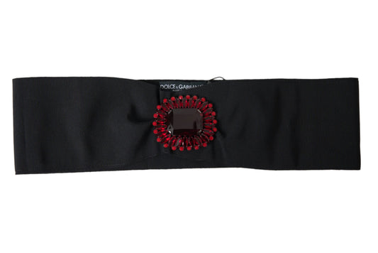 Dolce & Gabbana Black Crystal Brass Wide Waist Runway Belt