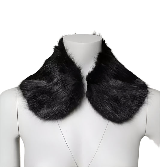Dolce & Gabbana Black Fur Shawl Neck Wrap Cover Collar Scarf